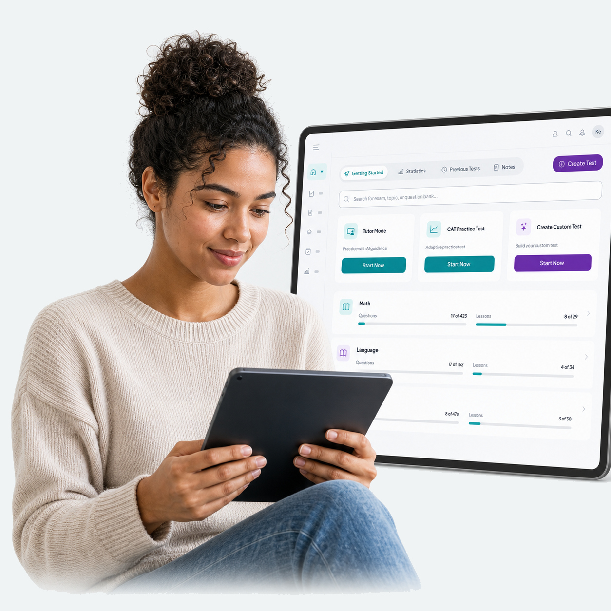 Nursing student preparing for an exam with the NursingPrepCentral study platform